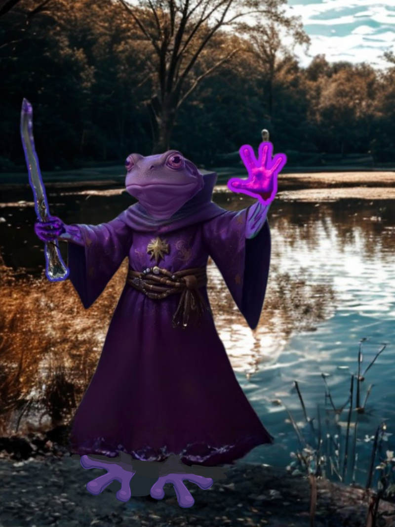 Pidwermin, purple frog and epic wizard.