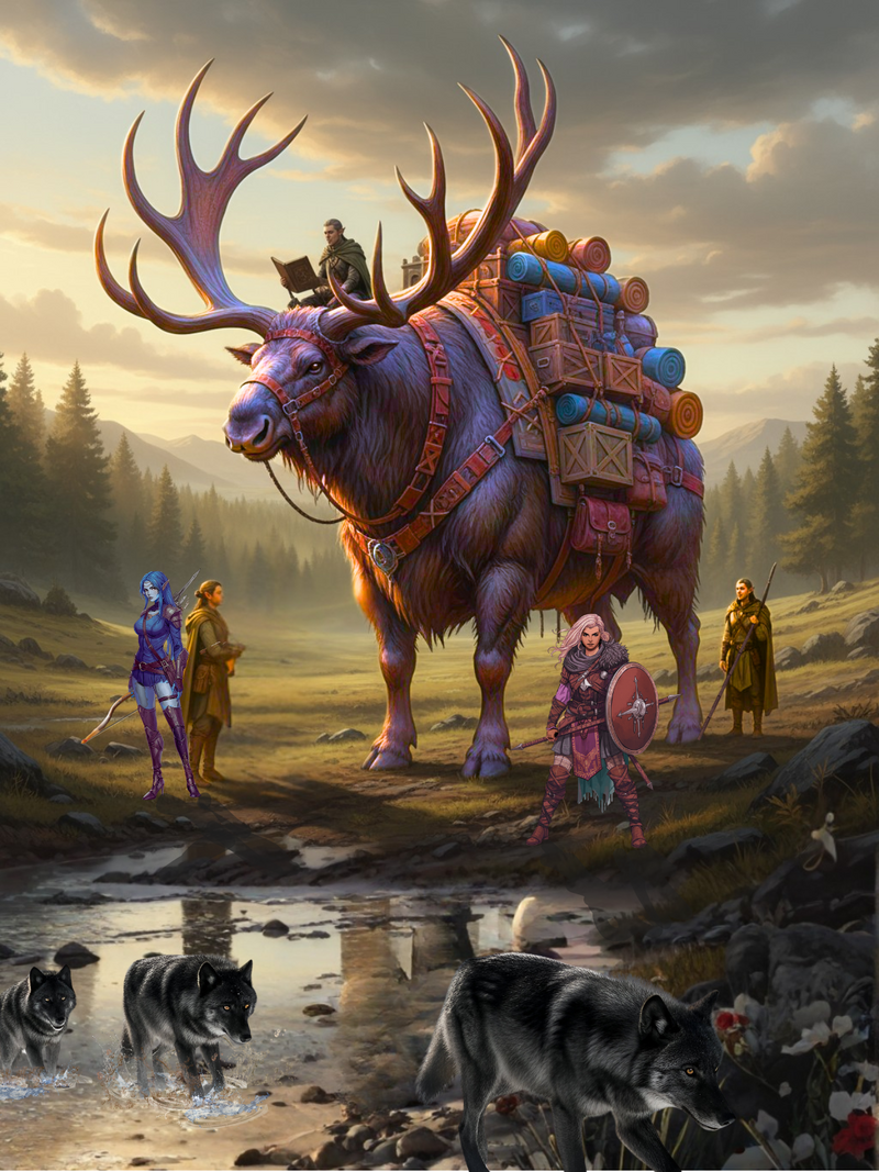 The megaroose, a giant ungulate used as a pack animal by Al Dandi and others.