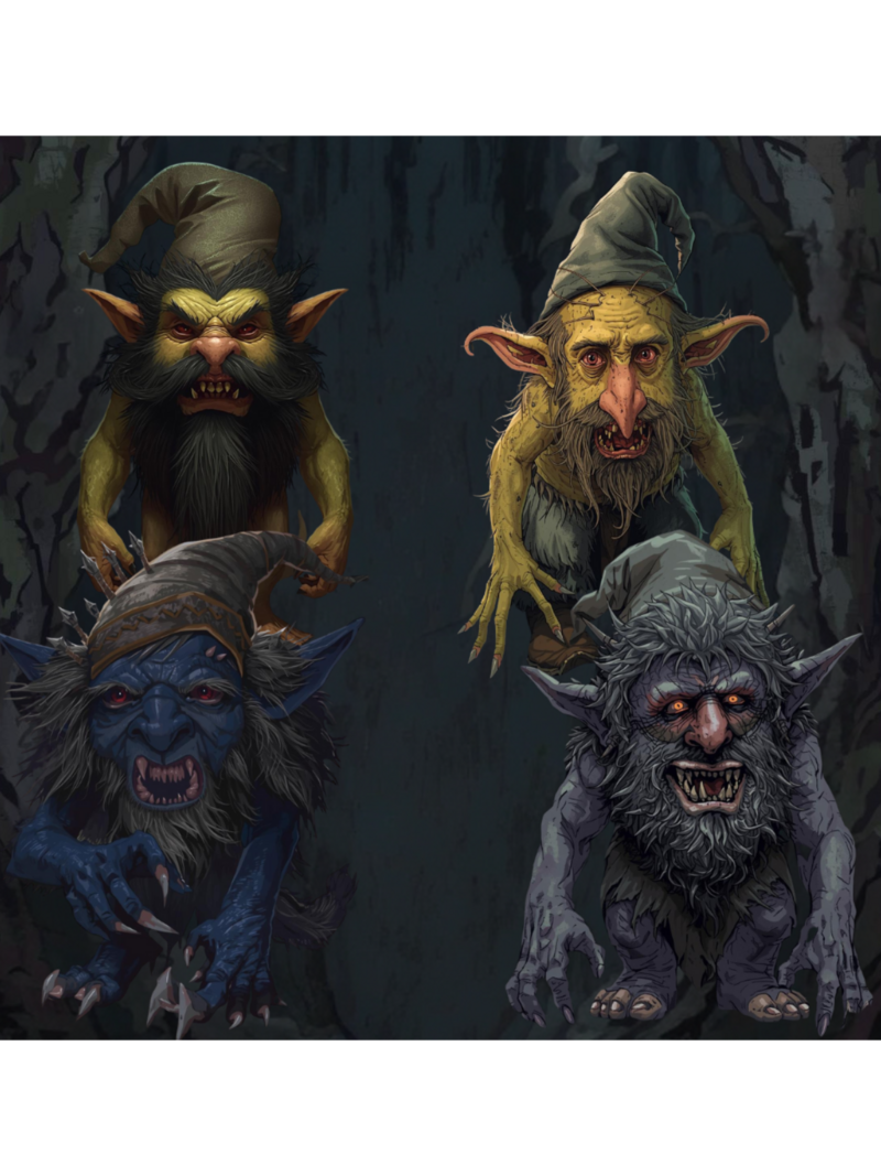 Various examples of forest trolls.