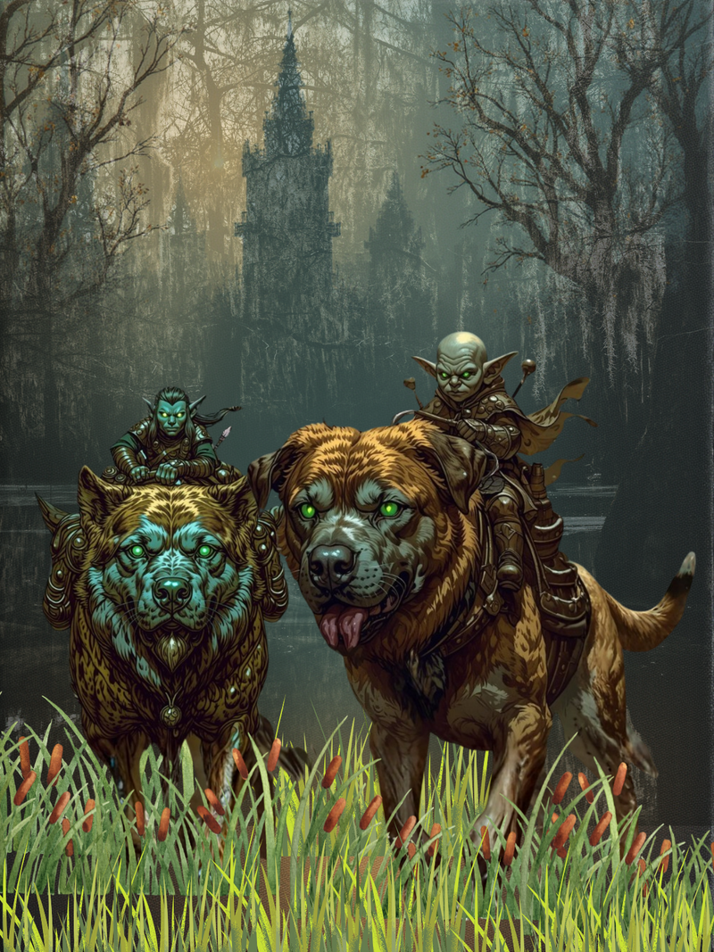 Goblins mounted on their ghorhounds.